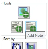 The Add Note button in the image report toolbar.