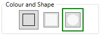 The Colour and Shape options, with the transparent shape selected.