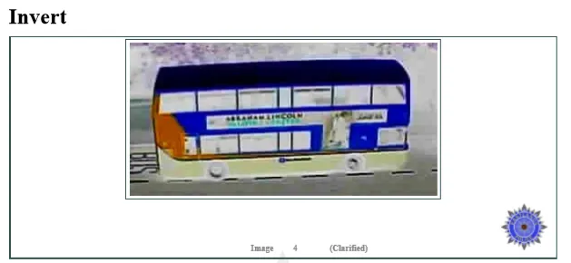 A clarification disclosure report page showing the inverted bus image.