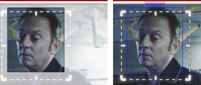 A face being boxed by hand, then shown with an Unknown label.
