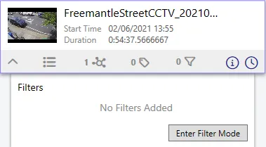 A video card with its Filters section open, showing No Filters Added and an Enter Filter Mode button.