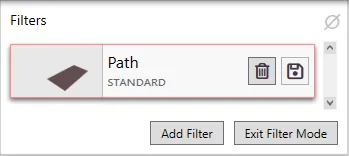 The filter info section with a saved filter, and Add Filter and Exit Filter Mode buttons.