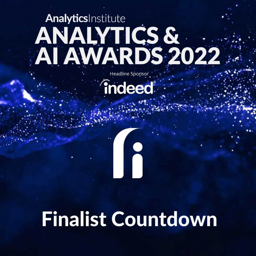 Analytics Institute Analytics & AI Awards 2022 “Finalist Countdown” graphic, headline sponsor Indeed.