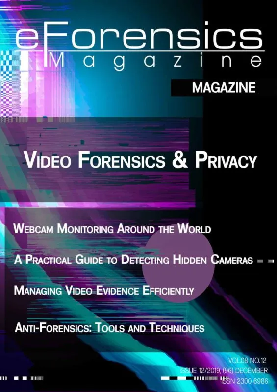 Cover of eForensics Magazine, “Video Forensics & Privacy”, issue 12/2019.