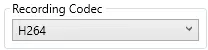 The Recording Codec drop-down set to H264.