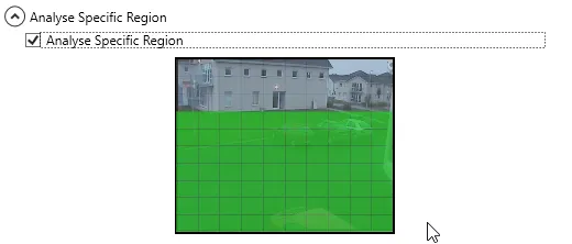 Analyse Specific Region drawn in green over the video preview in the wizard.