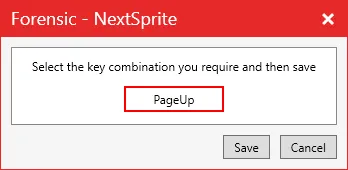The shortcut dialog for Forensic - NextSprite, set to PageUp.