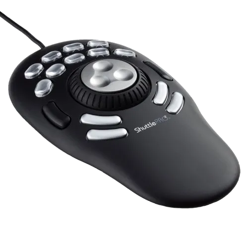 A jog shuttle controller used for video editing.