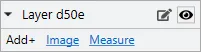 A new layer in the layer list, with Image and Measure options under Add+.