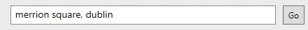 The map search box with the address “merrion square, dublin”.