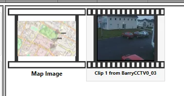 The map image added to the video report beside a video clip.