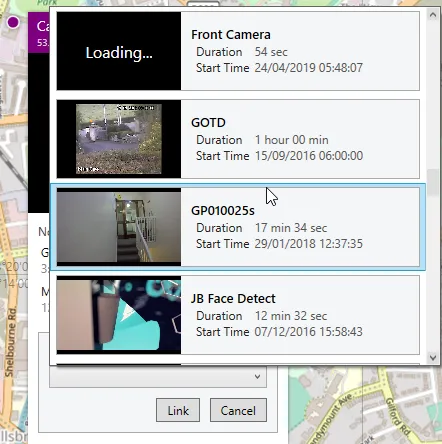 The list of video sources that can be linked to the selected camera.