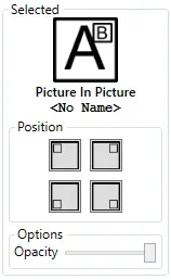 The Picture In Picture annotation options: position buttons for each corner and an opacity slider.