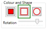 The spotlight Colour and Shape options with the Rotation slider.