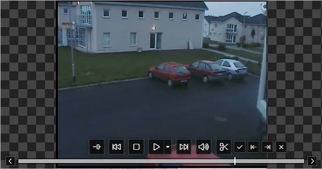 The Report tab video preview with the clip editing controls on the playback bar.