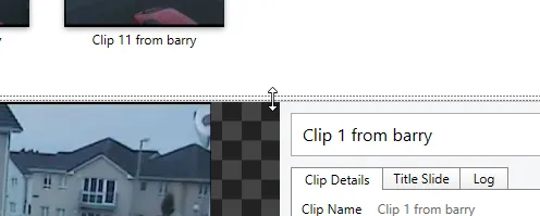 The divider between the clip list and the clip details panel, which can be dragged to resize them.