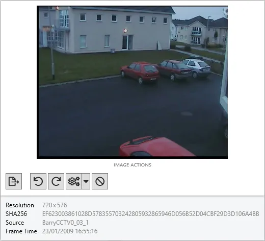 A tag image with the image actions shown on hover, for exporting, rotating and deinterlacing.