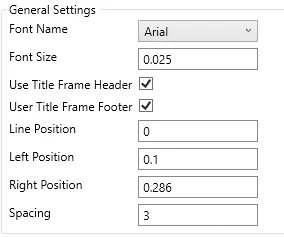 Title slide General Settings: font name, font size, header and footer toggles, line and margin positions and spacing.