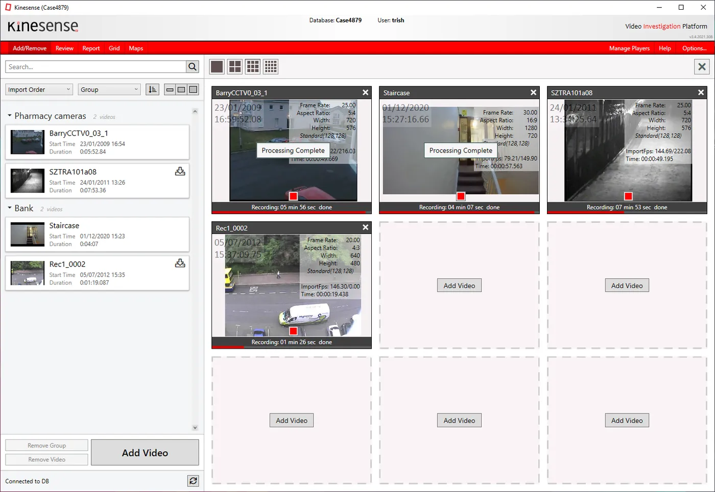 The new-look video list with video cards on the left and video previews on the right.