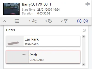 A video card with its Filters list open, showing two standard filters.