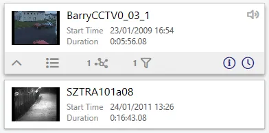 Two video cards in the new video list, one expanded to show its buttons.